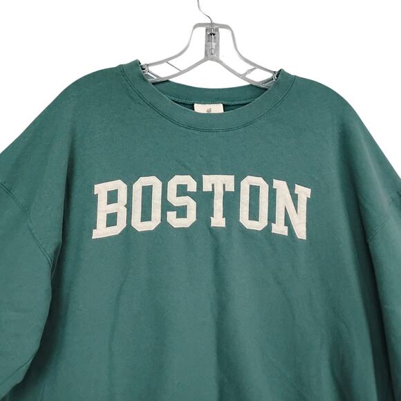 Soft As A Grape Sweatshirt Size Large Green with "Boston" Patched in White - Picture 3 of 9